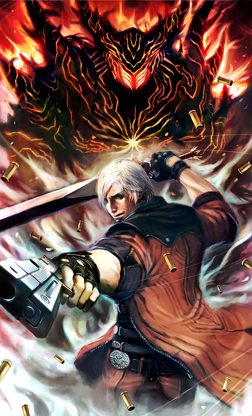 1boy, belt, blue_eyes, capcom, dante_(devil_may_cry), devil_may_cry, devil_may_cry_(series), devil_may_cry_4