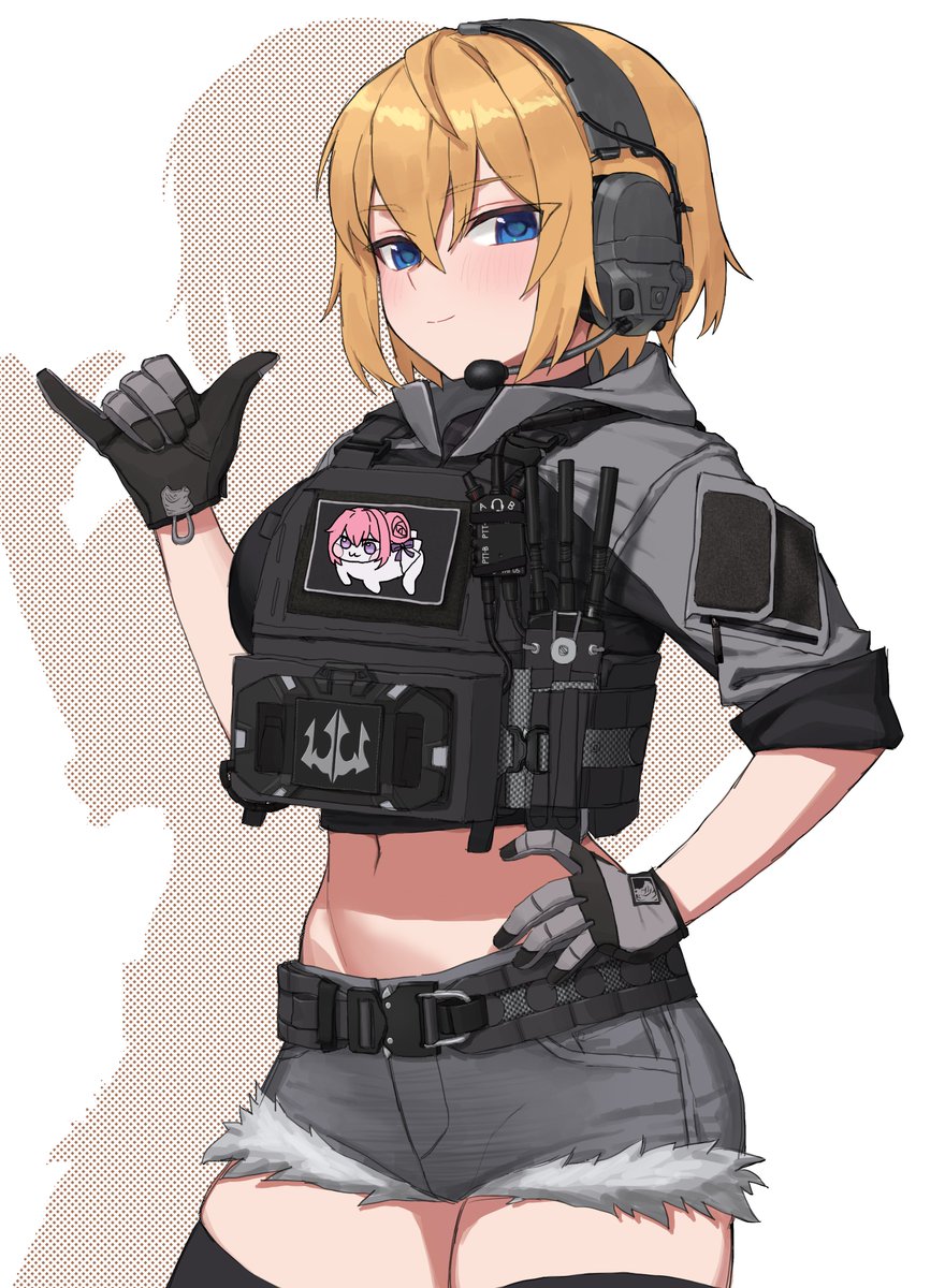 1girl, belt, black_belt, black_thighhighs, blonde_hair, blue_eyes, bt_(user_udwc7853), character_request