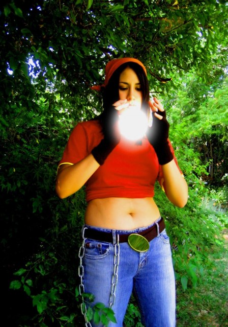 1girl, cosplay, dragon_ball, dragon_ball_gt, female_focus, nature, outdoors, pan_(dragon_ball)