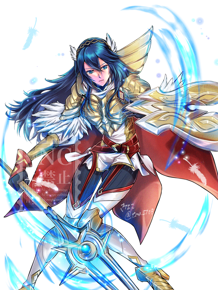 1girl, absurdres, alternate_costume, arm_guards, armor, armored_boots, belt, blue_eyes