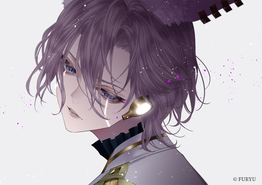 1girl, android, can_(crymachina), commentary_request, crymachina, expressionless, grey_hair, guest_art