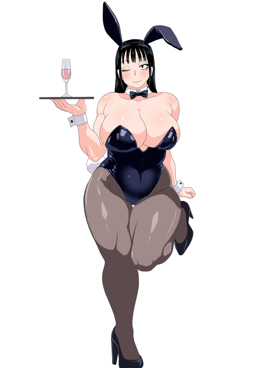 1girl, agawa_minako, animal_ear_hairband, animal_ears, black_bow, black_bowtie, black_hair, black_leotard