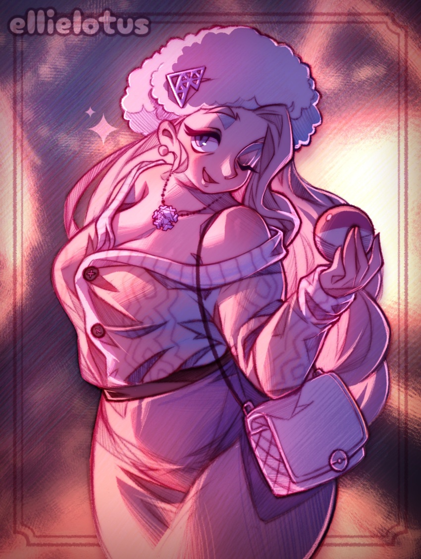 1girl, alternate_costume, artist_name, bag, blue_eyes, breasts, buttons, commentary