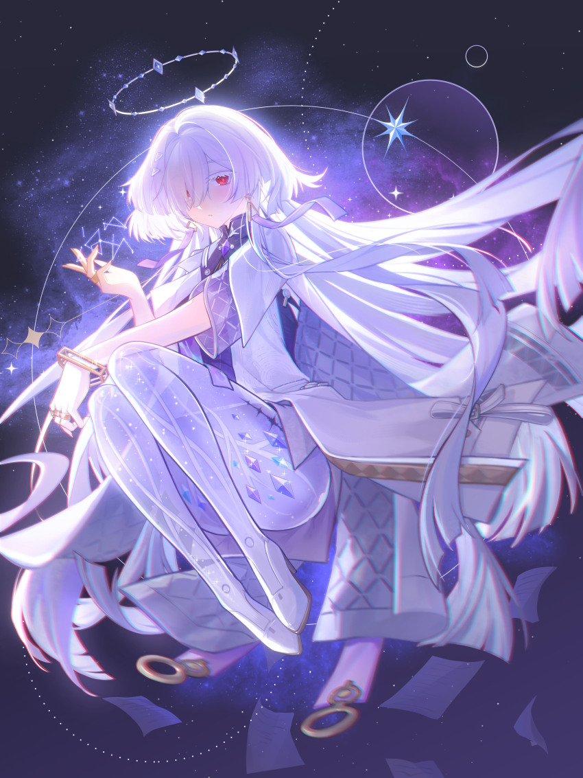 1girl, absurdres, chinese_commentary, chromatic_aberration, closed_mouth, colored_eyelashes, commentary_request, dress