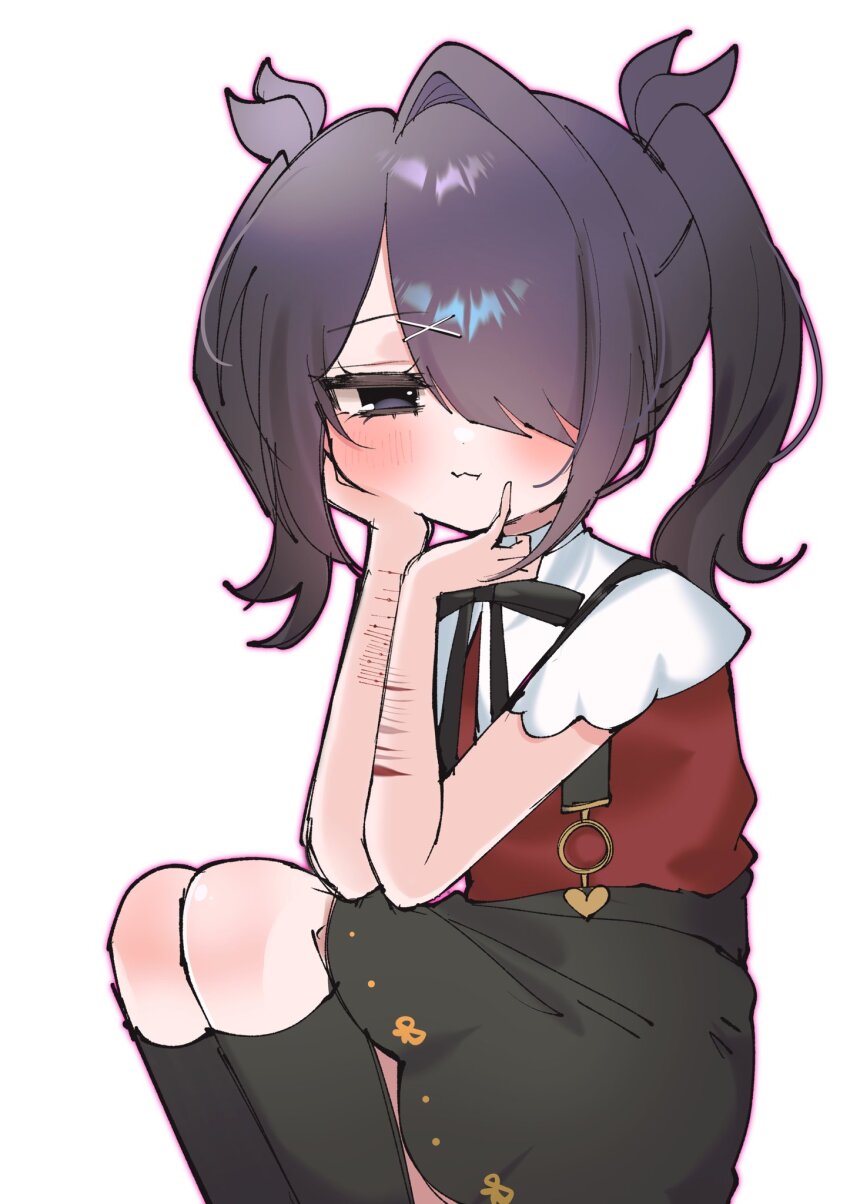 1girl, :3, ame-chan_(needy_girl_overdose), babumi_roriko, black_eyes, black_hair, black_socks, blush