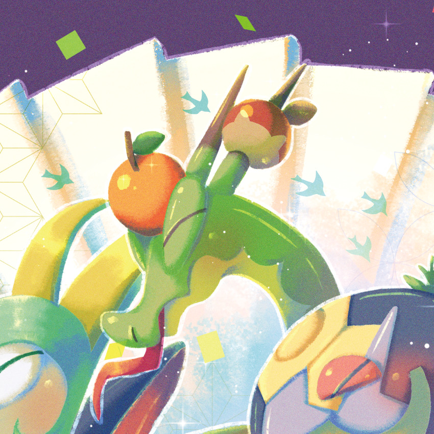 closed_eyes, closed_mouth, commentary_request, gen_3_pokemon, gen_5_pokemon, highres, hydrapple, nintendo