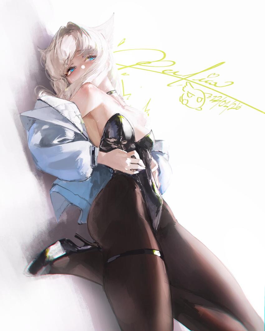 1girl, absurdres, alternate_costume, animal_ears, arknights, arknights:_endfield, bare_shoulders, bird_ears