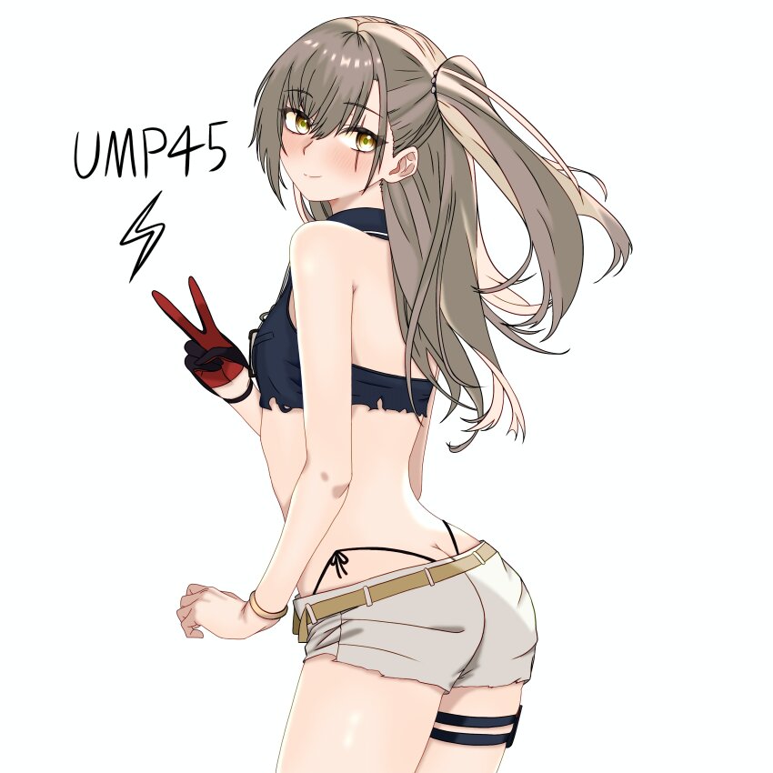 1girl, absurdres, bare_shoulders, butt_crack, commentary, english_commentary, from_behind, girls'_frontline