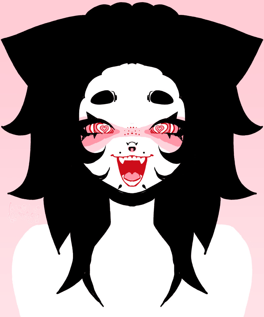 1other, absurdres, angelbite_(piercing), ash_kinoshita, black_hair, blush, colored_skin, dreamalgia