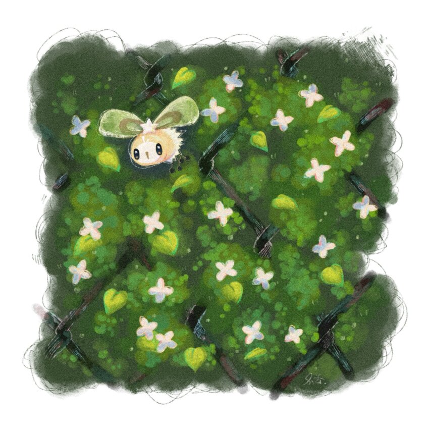 bee_fly, bug, bush, chain-link_fence, cutiefly, fence, flower, fluffy