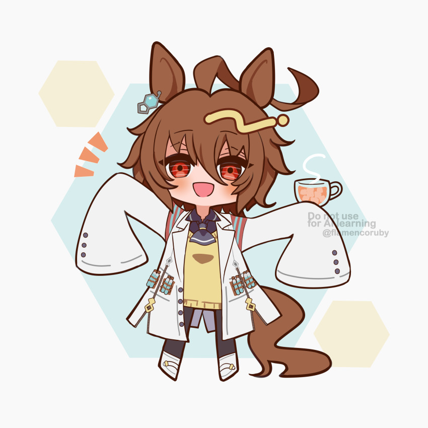 1girl, agnes_tachyon_(tach-nology)_(umamusume), agnes_tachyon_(umamusume), ahoge, animal_ears, black_necktie, black_pantyhose, blush