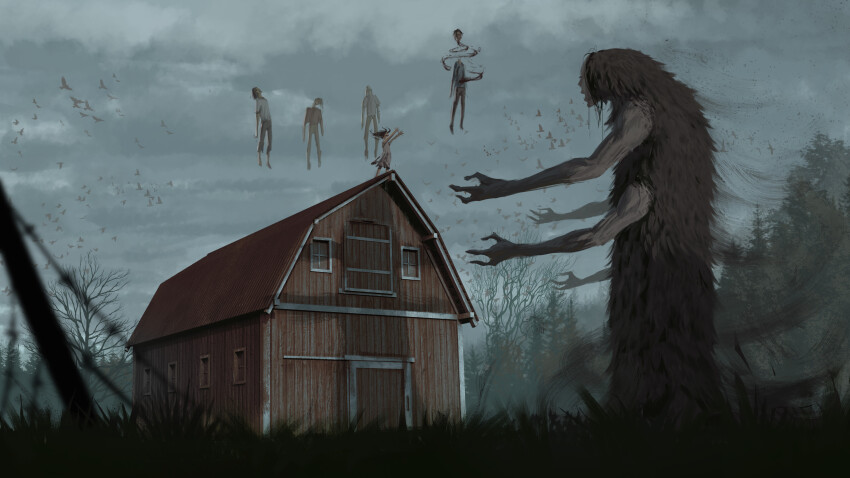 1girl, 4boys, absurdres, angusbeef30, bird, blood, commentary, english_commentary