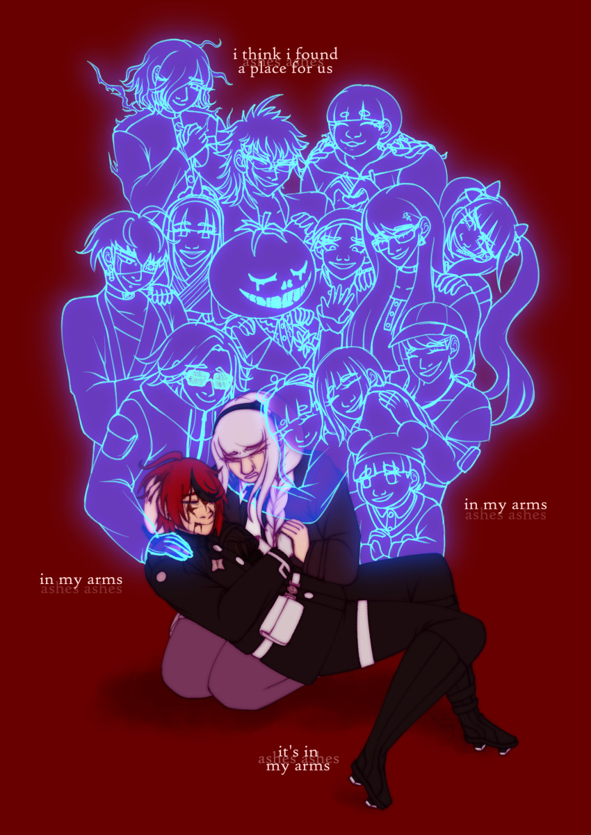 2nd_scenario_(hundred_line), absurdres, amemiya_darumi, aotsuki_eito, blood, blood_from_mouth, blood_on_face, closed_eyes