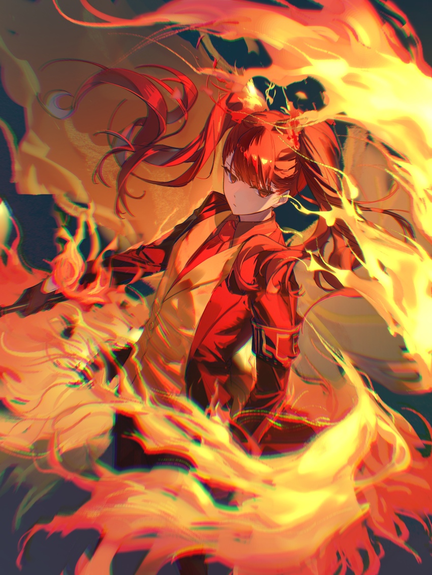 1girl, absurdres, alyssa_(project_moon), armband, black_coat, black_gloves, black_pants, black_shirt