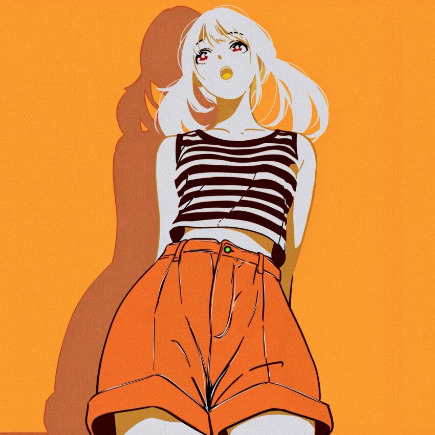 1girl, arms_behind_back, commentary_request, cowboy_shot, firework_japan, from_below, highres, limited_palette