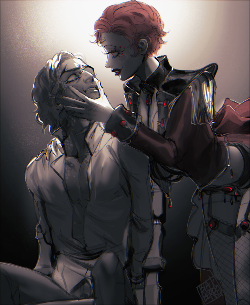 1boy, 1girl, absurdres, beaded_eyelashes, blackberreh-art, commentary, design_speculation, doll_joints