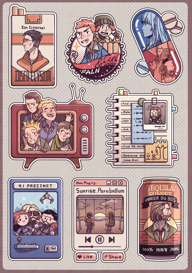 4girls, 6+boys, acele_berger, beer_can, ben-day_dots, can, character_request, cigarette_pack