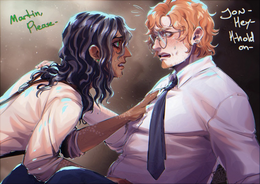 2boys, absurdres, aquiline_nose, black_hair, blackberreh-art, blush, commentary, dark-skinned_male