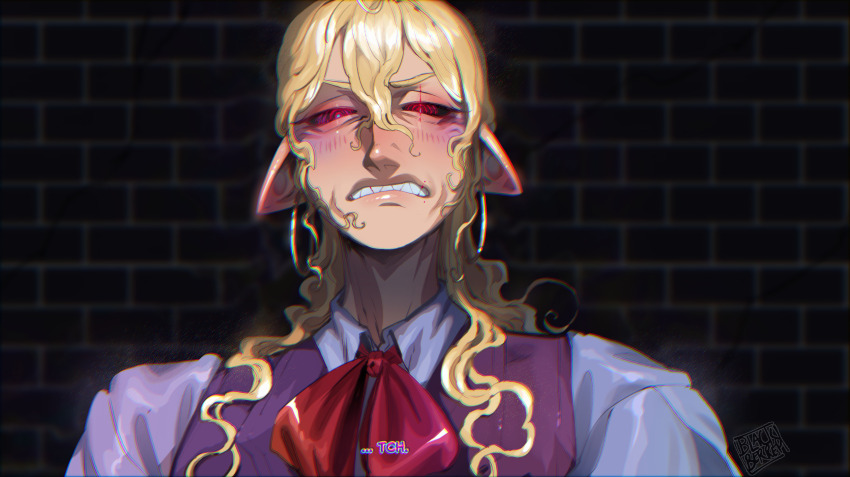 1boy, absurdres, blackberreh-art, blonde_hair, blush, colored_blush, commentary, crow's_feet