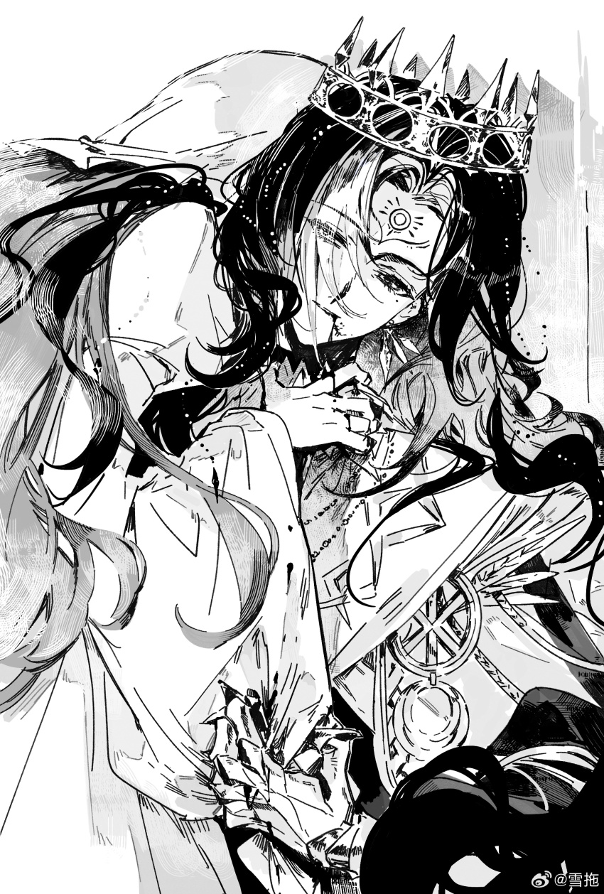 1boy, absurdres, ateveryone, blood, blood_from_mouth, blood_on_hands, chinese_commentary, clarence_clayden