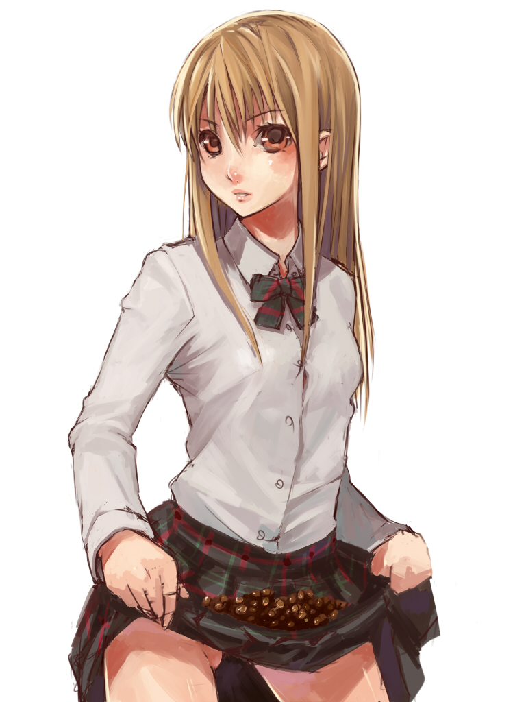 1girl, ayase_chihaya, bad_id, bad_pixiv_id, bow, bowtie, brown_eyes, brown_hair