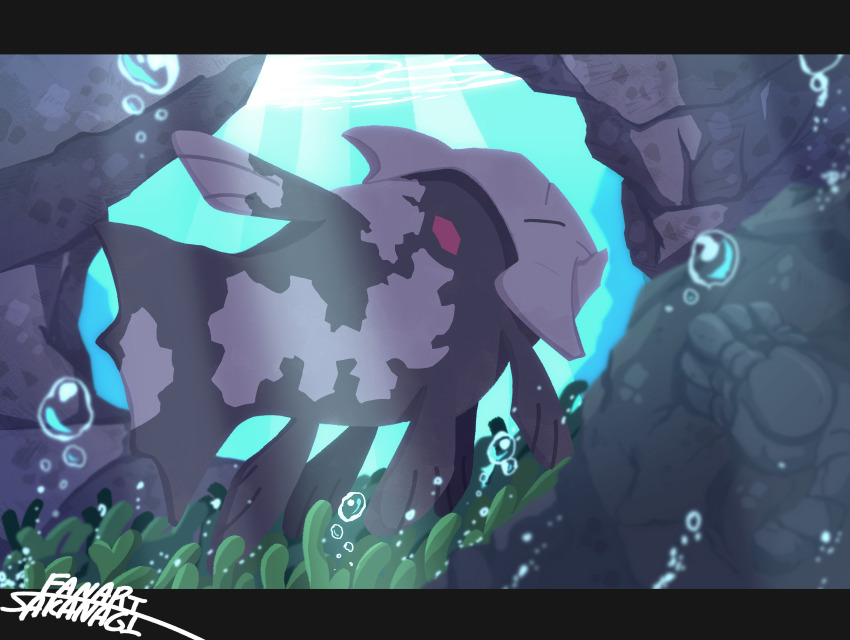 absurdres, air_bubble, animal_focus, blurry, blurry_foreground, bubble, closed_eyes, closed_mouth