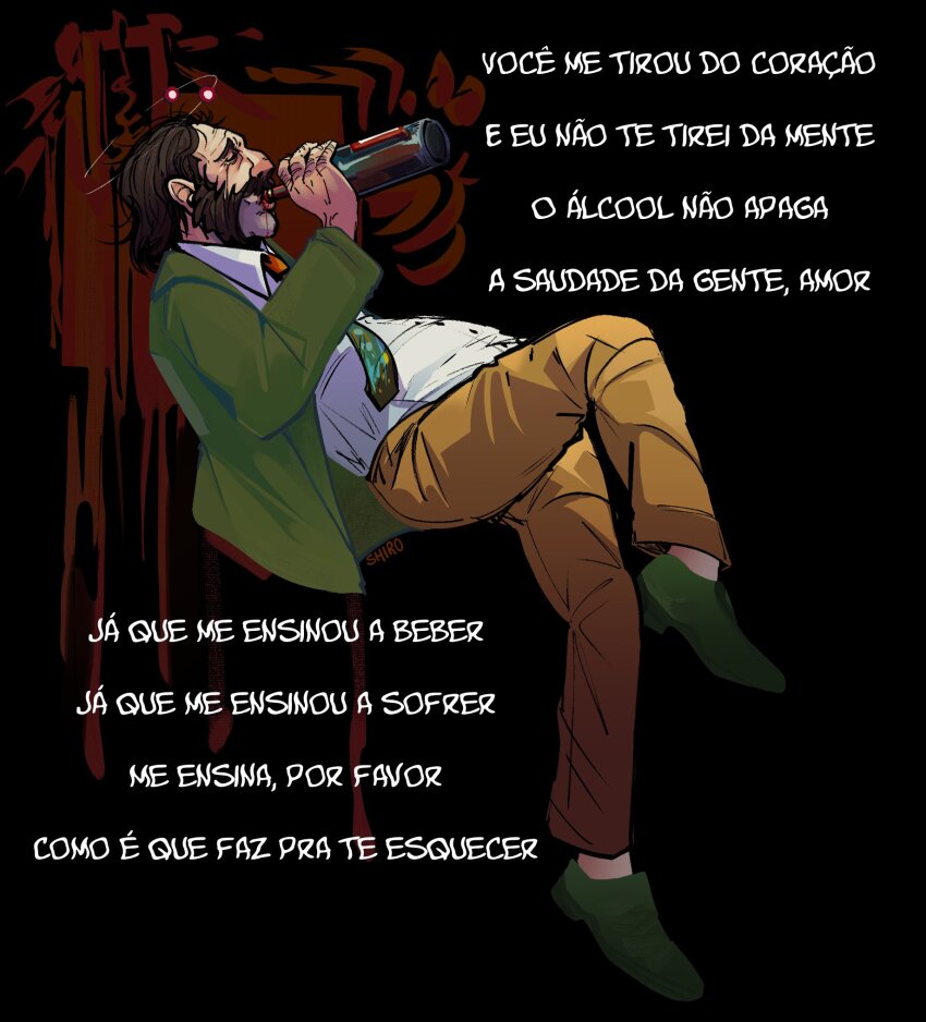 1boy, blazer, bottle, brown_hair, closed_eyes, commentary, disco_elysium, drinking