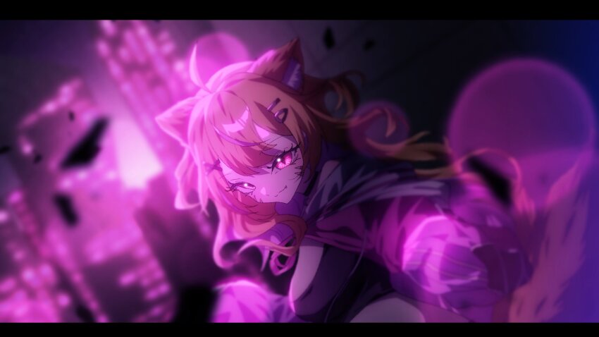 1girl, ahoge, animal_ear_fluff, animal_ears, blonde_hair, blurry, blurry_background, breasts