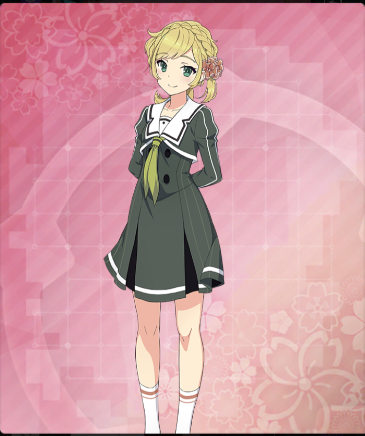 1girl, arms_behind_back, blonde_hair, braid, buttons, closed_mouth, collarbone, crown_braid