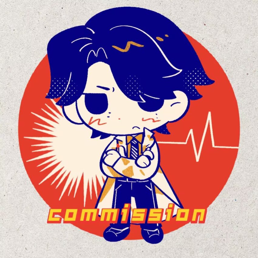 1boy, 2786867956wuyu, animification, cardiogram, closed_mouth, collared_shirt, commentary, commission