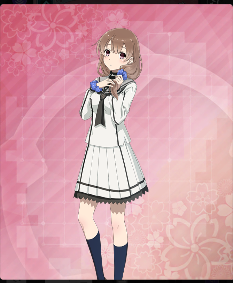 1girl, ayanokouji_martial_arts_school_uniform, black_neckerchief, black_shirt, blue_socks, breasts, brown_hair, closed_mouth