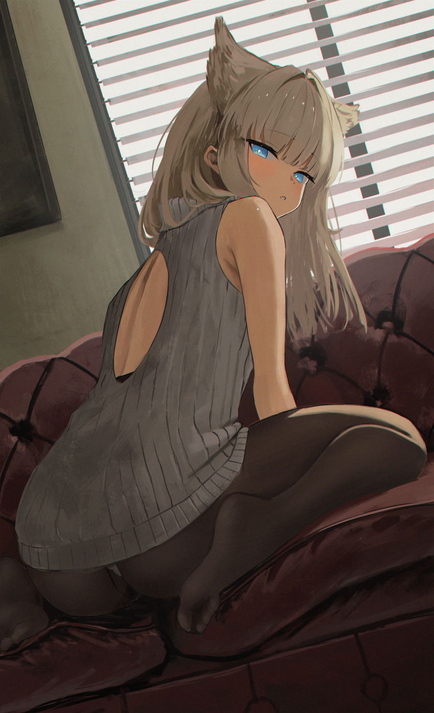 1girl, absurdres, arknights, arknights:_endfield, back_cutout, bare_arms, bare_back, bare_shoulders