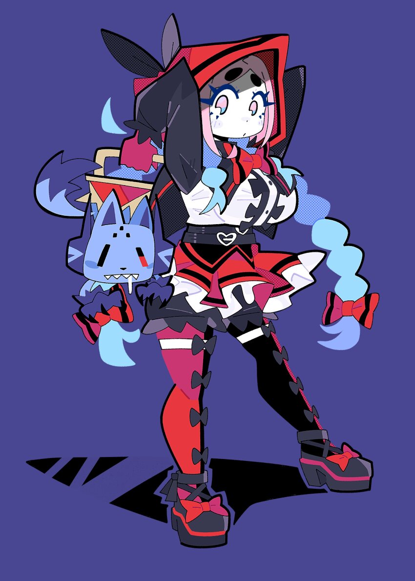 absurdres, basket, belt, big_bad_wolf, black_bloomers, black_cape, black_shoes, black_socks