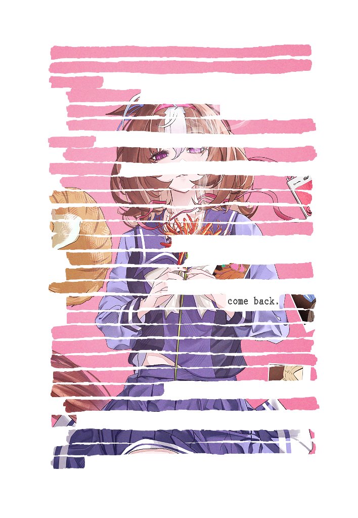 1girl, admire_vega_(umamusume), animal_ears, blackout_poetry, blonde_hair, bow, bowtie, breasts