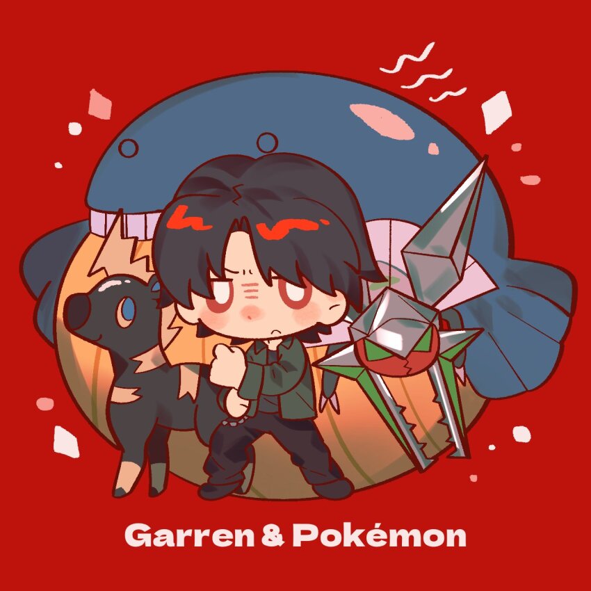 1boy, 2786867956wuyu, alternate_color, animification, black_hair, black_pants, black_shoes, blitzle