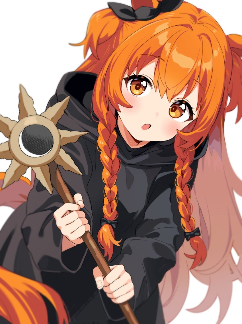 1girl, alternate_costume, animal_ears, black_ribbon, blush, bow, braid, commentary