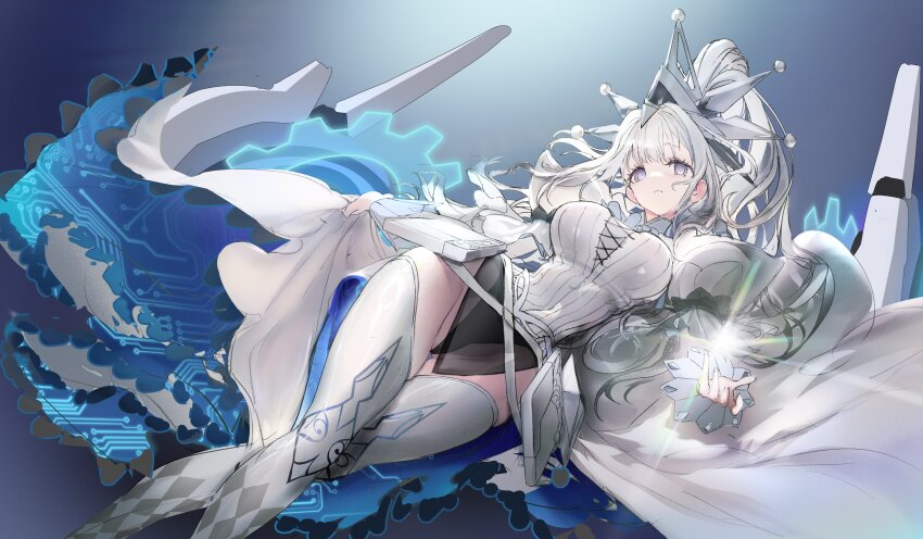 1girl, absurdres, blush, boots, breasts, commentary_request, dress, duel_monster