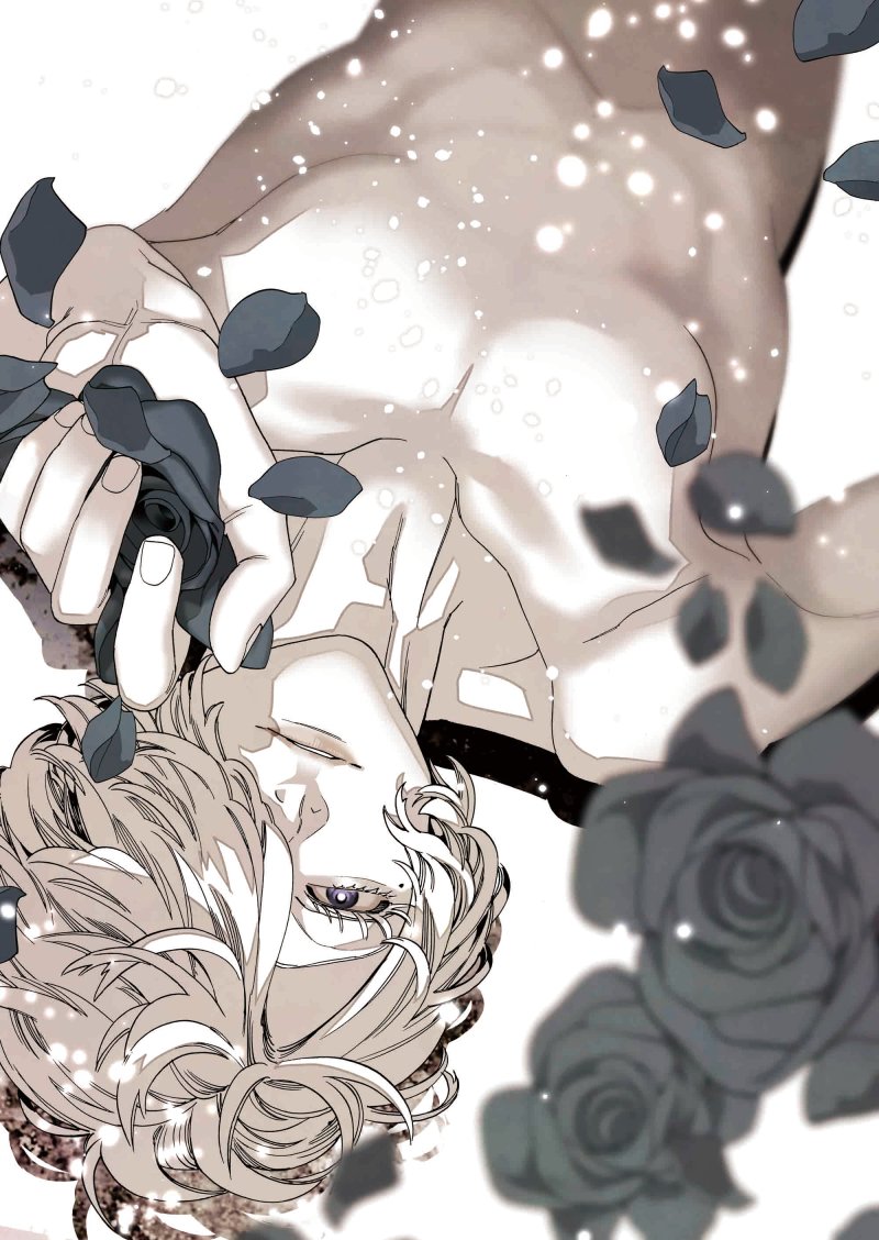 1boy, aimoto_shou_(artist), black_flower, black_rose, commentary, commentary_request, eyelashes, flower