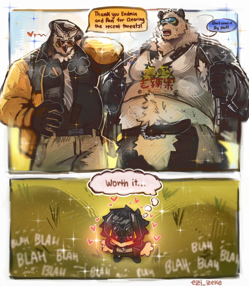 3boys, absurdres, andre_(arknights), arknights, arknights:_endfield, bara, belt, bird_boy