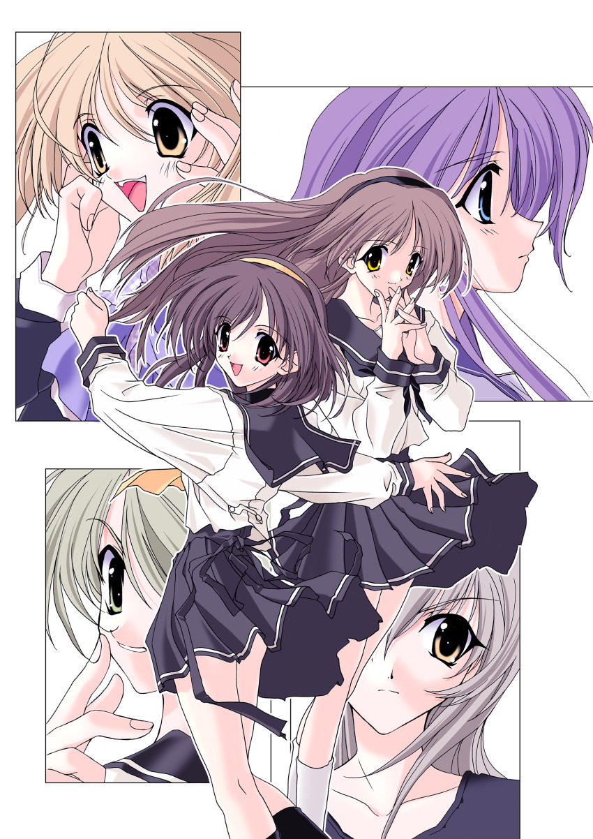 absurdres, annoyed, brown_hair, futami_shion, hair_flowing_over, hairband, highres, hizuki_ayaka