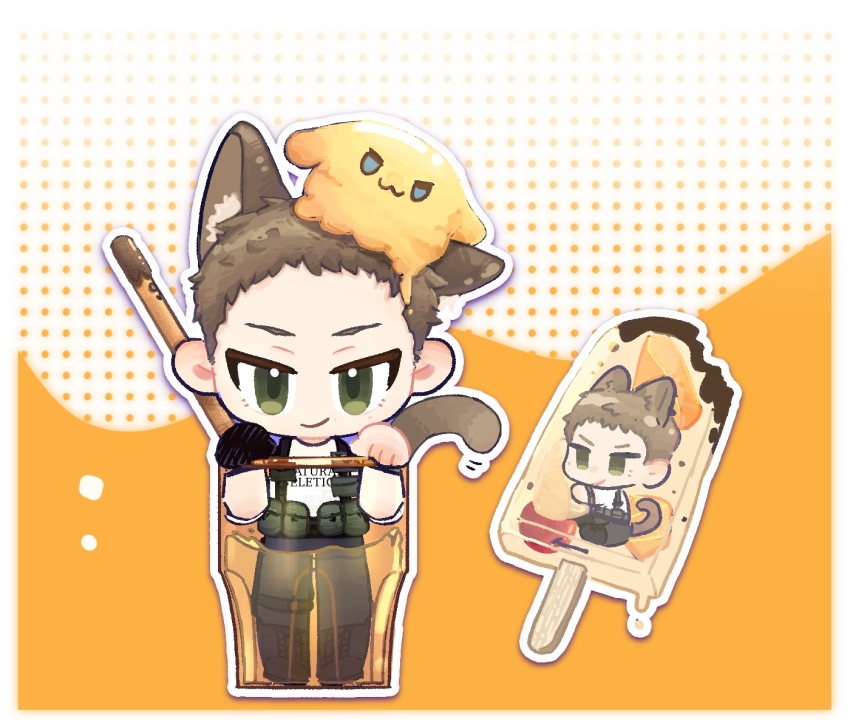 1boy, :3, a1binos1ug, animal_ear_fluff, animal_ears, animification, bare_arms, black_boots