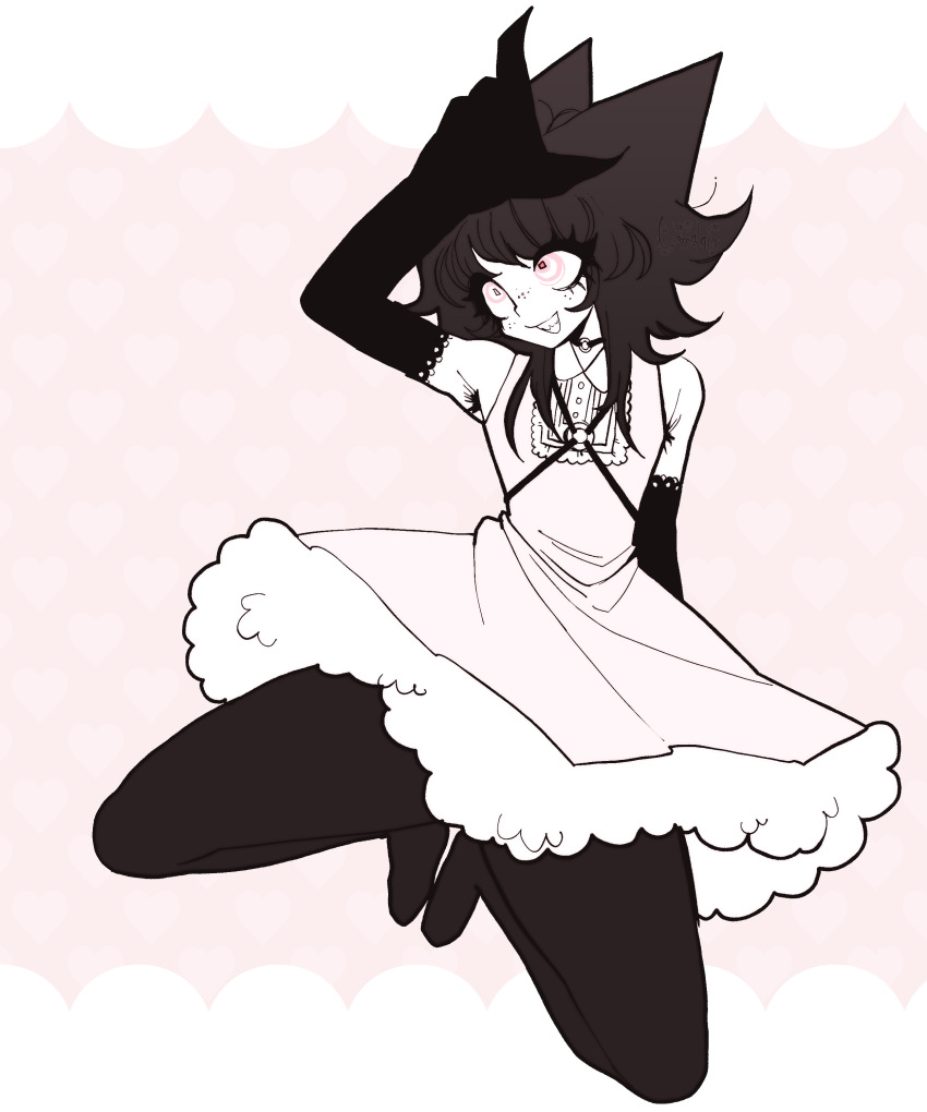 1other, absurdres, armpit_hair, ash_kinoshita, black_hair, black_pantyhose, chest_harness, colored_skin