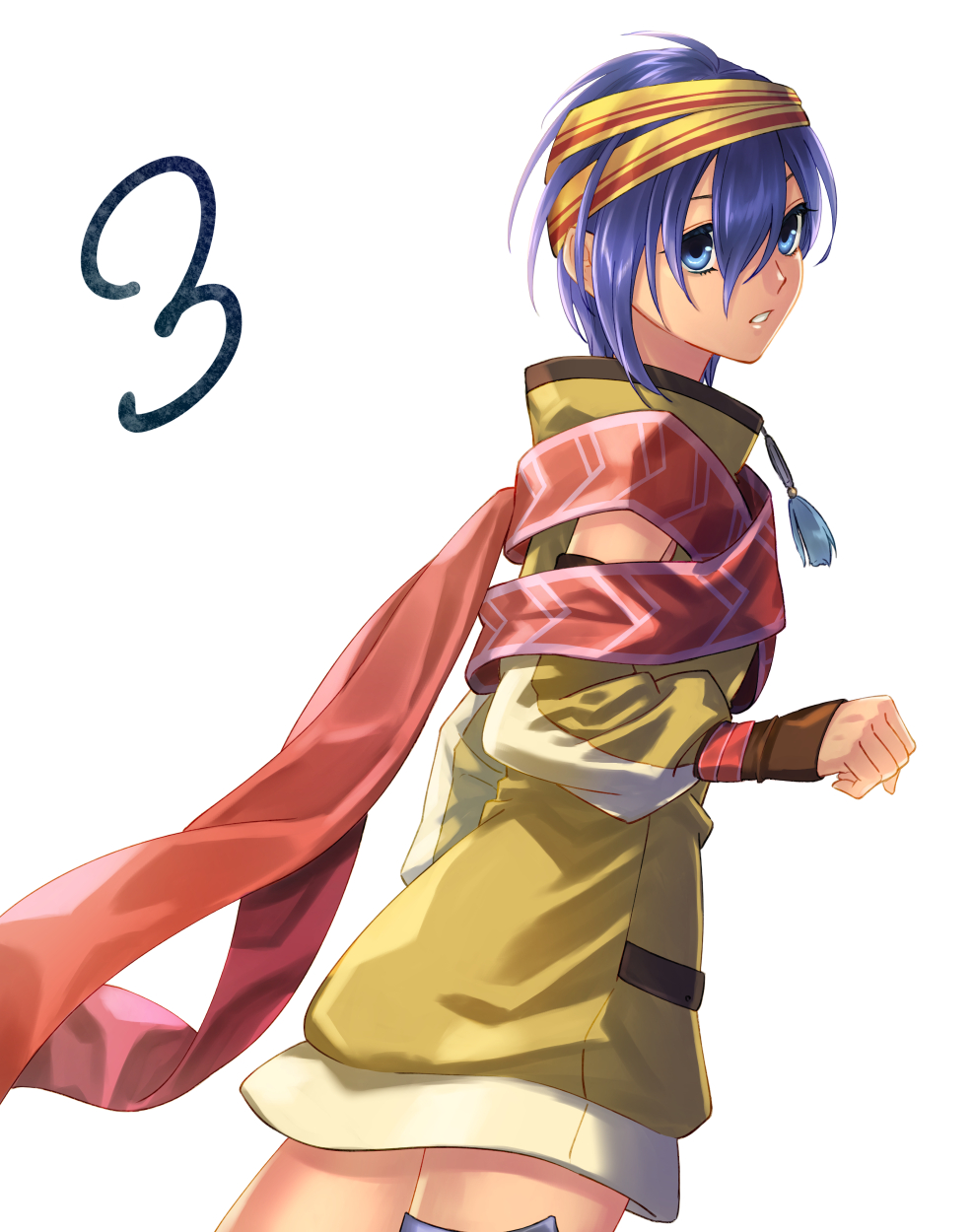 1girl, blue_eyes, blue_hair, commentary_request, countdown, double-parted_bangs, eiyuu_densetsu, feri_al-fayed