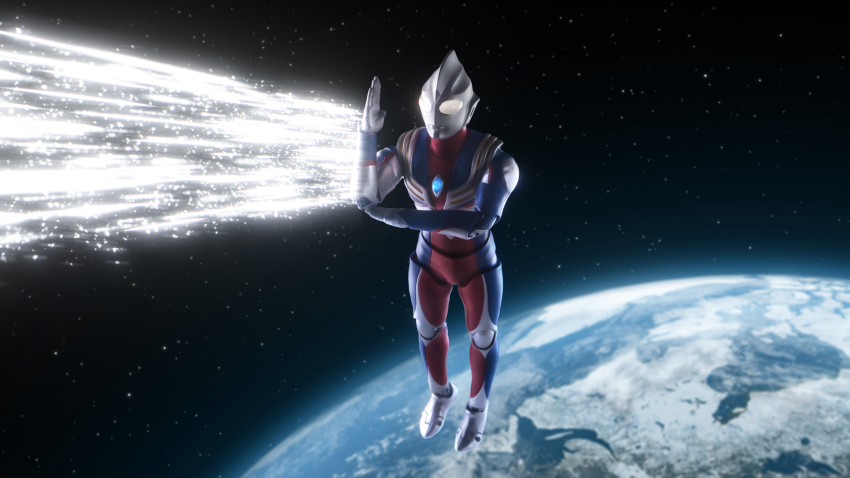 1boy, absurdres, alien, armor, breastplate, color_timer, colored_skin, commentary