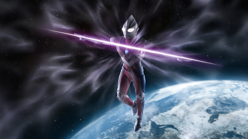 1boy, absurdres, alien, armor, breastplate, color_timer, colored_skin, commentary