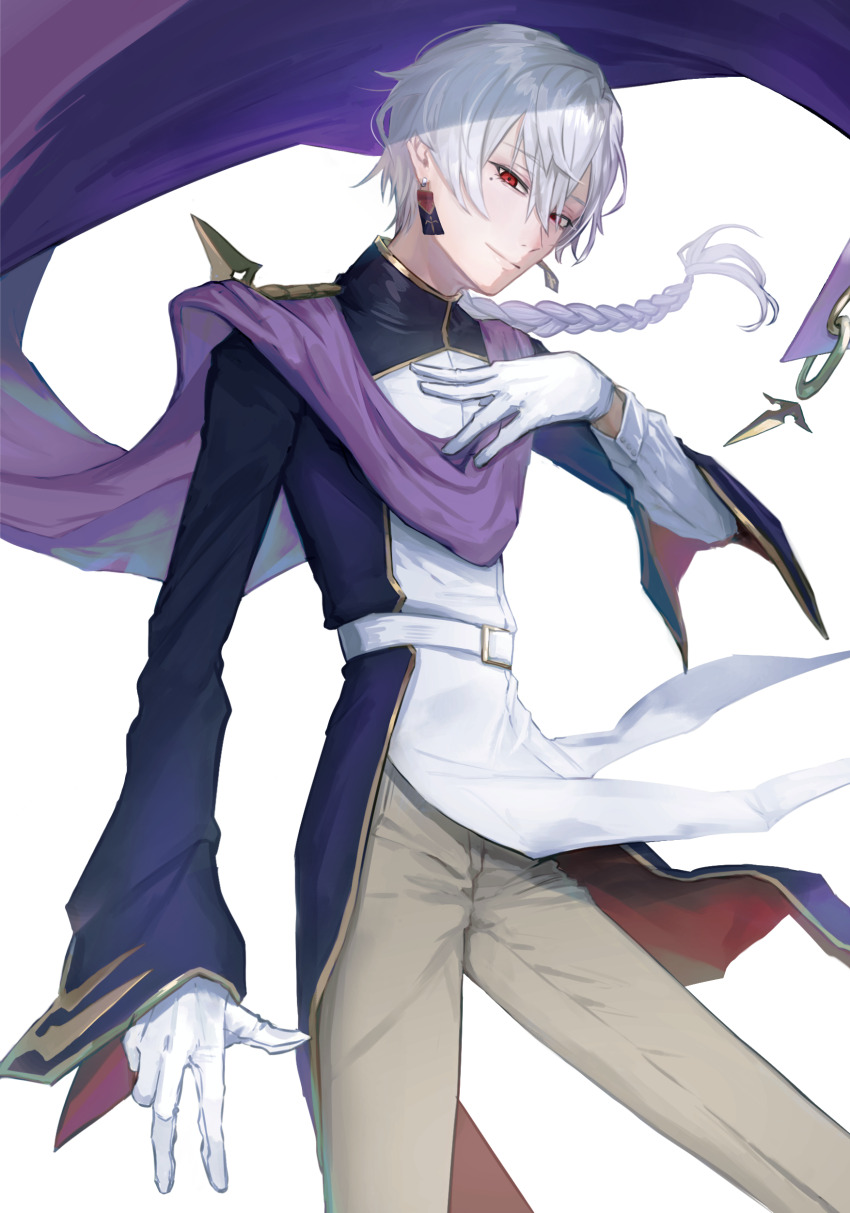 1boy, absurdres, belt, blue_coat, braid, braided_ponytail, coat, commentary_request