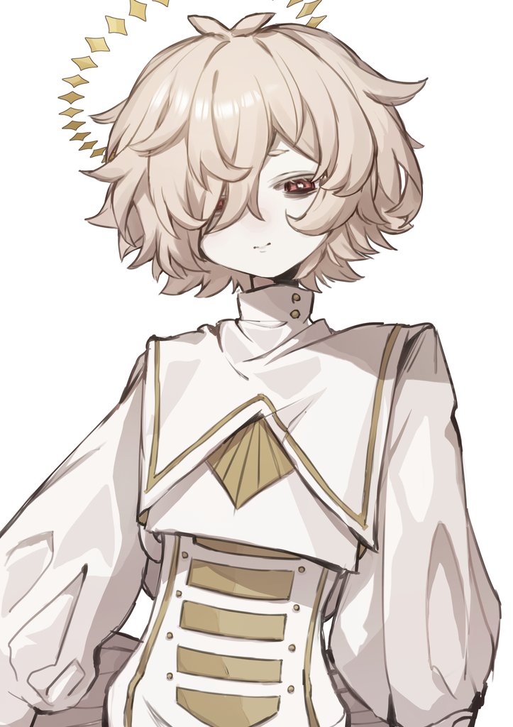 1boy, androgynous, antenna_hair, arazan_(ara_arazan24), bags_under_eyes, blonde_hair, bodysuit, bright_pupils