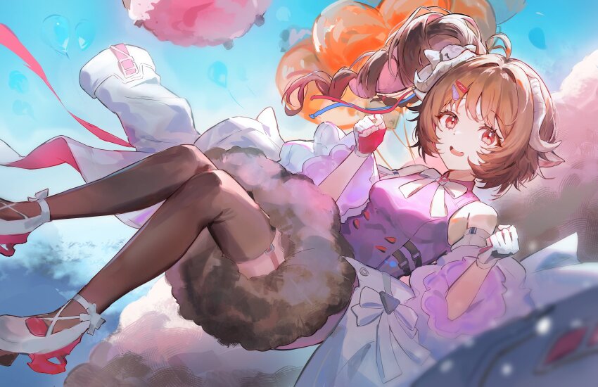 1girl, :d, ahoge, animal_ears, ardelia_(arknights), arknights, arknights:_endfield, arm_out_of_sleeve