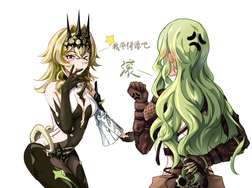 >_o, anger_vein, black_dress, black_gloves, black_tiara, blush, breasts, brown_gloves