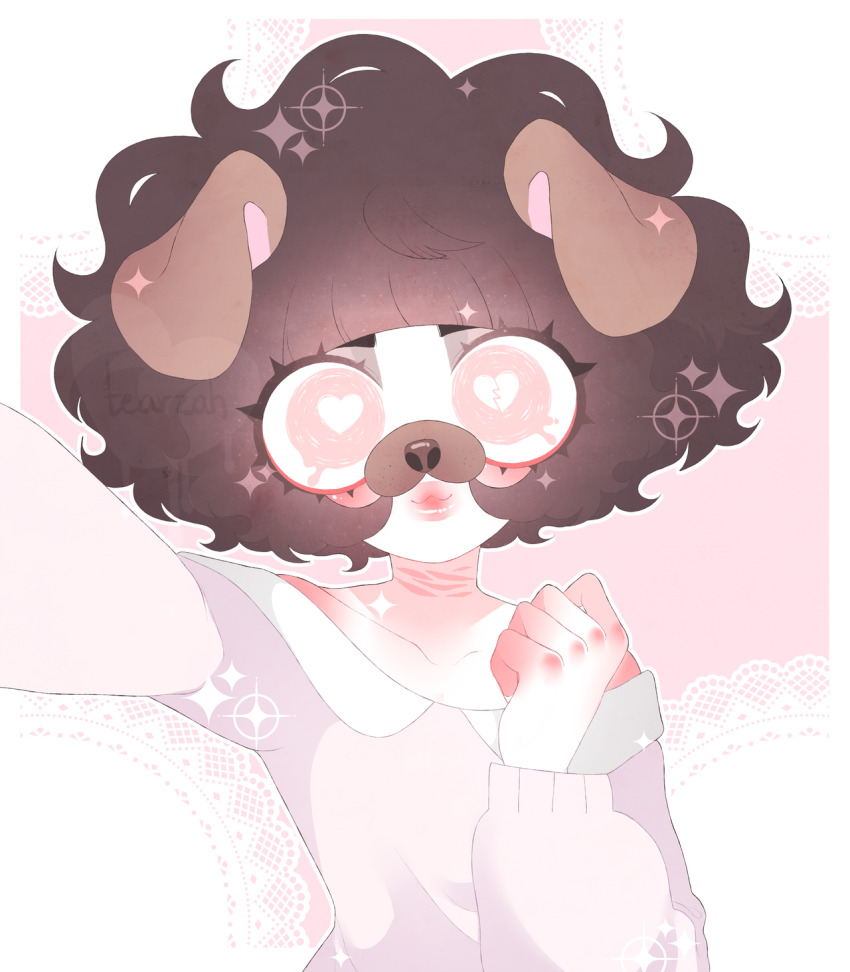 1boy, :3, animal_ears, black_hair, blunt_bangs, blush, dog_ears, dreamalgia